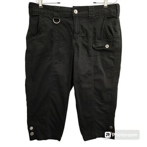 Style & Co. Black Cotton Stretch Snap Hem Capri Pants